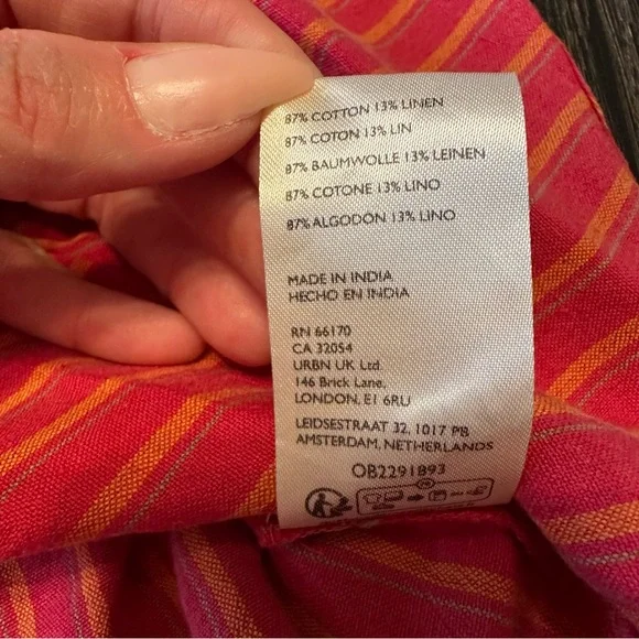 Free People Christopher Linen Oversized Button Front Shirt in Red, Size Large - Picture 7 of 9